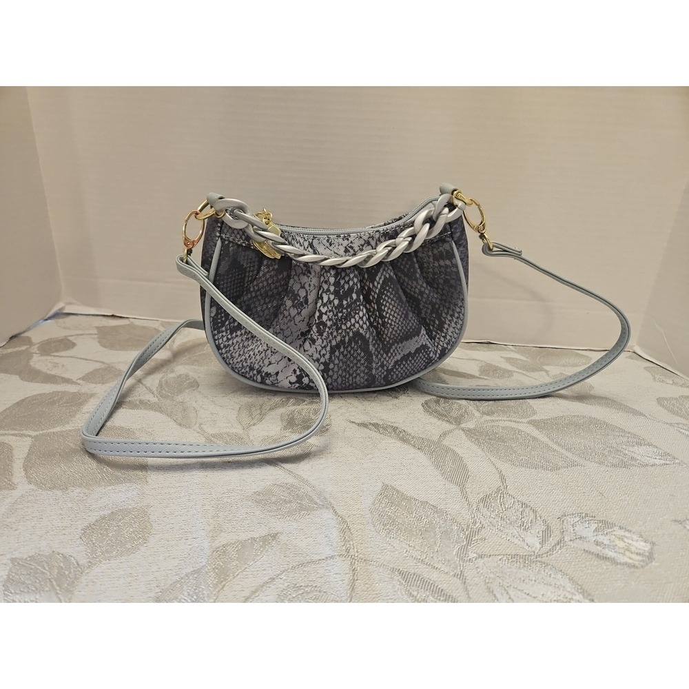 Betsey Johnson Bag Snake Print Lip Iridescent Chic Whimsical Kitsch Feminine